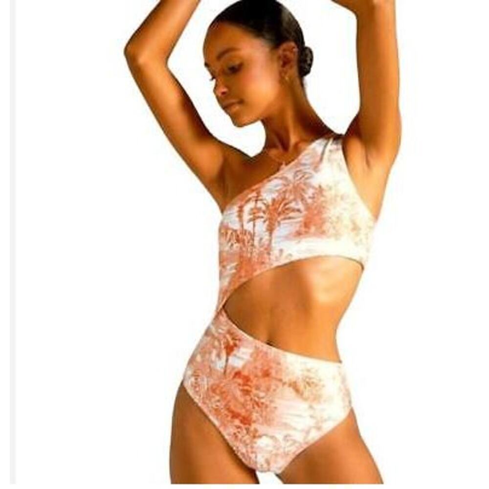 Noli Swimwear Isla One Piece Swimsuit Paradise Orange Size M NWT